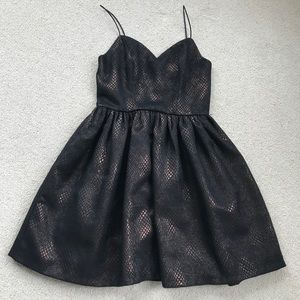 black metallic snakeskin dress